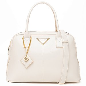 Bolsa De Mão E Transversal Rafitthy Média Lisa Com Detalhes Dourados Milk