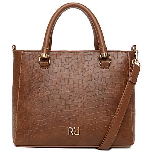 Bolsa Feminina Rafitthy Croco Estruturada Com Alça Transversal Removivel Tiramissu