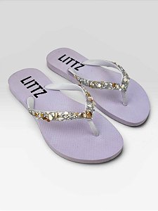 Feminino Littz Preto Com Tiras Em Pedrarias Branco/Mt05