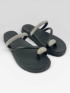 Papete Com Aplicações Em Strass  Cristal/Preto