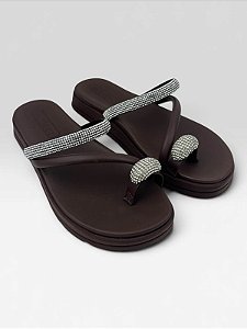 Papete Com Aplicações Em Strass  Cristal/Chocolate