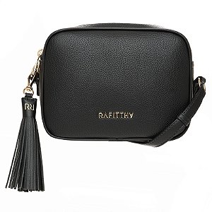 Bolsa Rafitthy Transversal Com Alça Ajustável Pingente Decorativo Preto