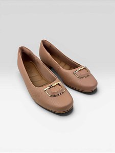 Sapatilha Usaflex Feminina Clássica Com Fivela Metalizada  Nude