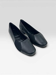 Sapatilha Usaflex Feminina Básica Bico Quadrado Preto