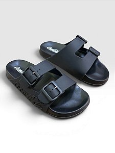 Chinelo Slide Coca-Cola Urban Fivelas Ajustáveis Preto/Preto