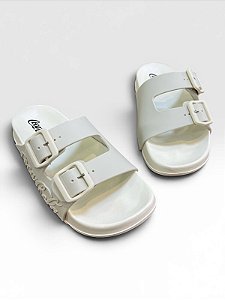 Chinelo Slide Coca-Cola Urban Fivelas Ajustáveis Off White/Off White