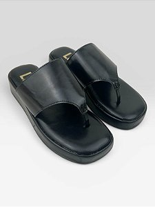 Tamanco Plataforma Feminino Slide Casual  Madrid Preto