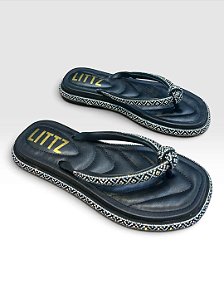 Chinelo Feminino Com Detalhes Em Strass Preto/Mt34