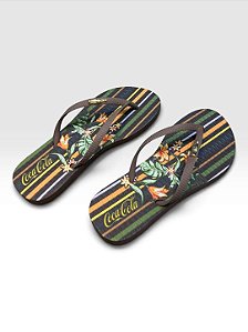 Chinelo Floral Listrado Marrom/Marrom