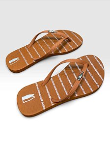 Chinelo Casual Estampado Com Detalhe Metálico Telha/Telha