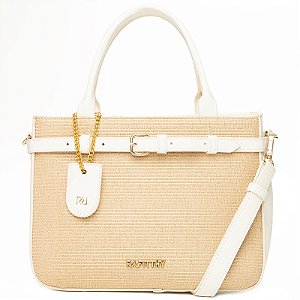 Bolsa Feminina Rafitthy Tote De Mão E Transversal Com Alça Removível Yvory/Natural