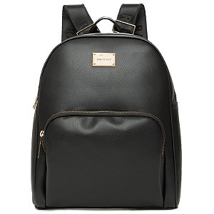 Mochila Feminina Rafitthy Casual Com Bolso Frontal E Alças Ajustáveis Preto