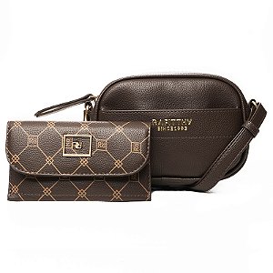 Bolsa Feminina Rafitthy Transversal Com Carteira Porta-Celular E Alça Ajustável Dark Cacau
