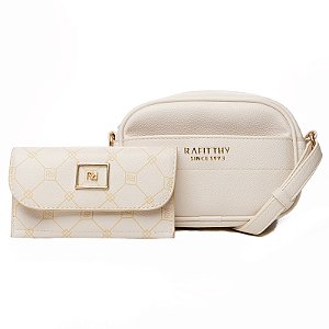 Bolsa Feminina Rafitthy Transversal Com Carteira Porta-Celular E Alça Ajustável Milk
