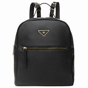 Mochila Feminina Rafitthy Casual Com Bolso Frontal, Alças Ajustáveis E Detalhe Metalizado Preto