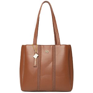Bolsa Feminina Rafitthy Tote De Ombro Com Alças Duplas E Pingente Decorativo Tiramissu