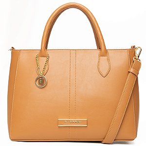 Bolsa Feminina Rafitthy De Mão E Transversal Com Alças Duplas E Pingente Decorativo Ambar