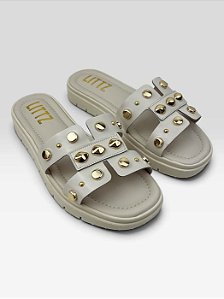 Papete Littz Com Aplicações Metalizadas Off White/Ouro