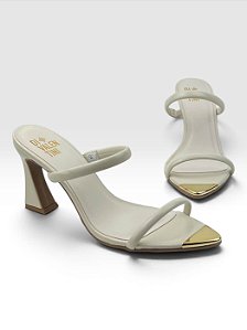 Tamanco Di Valentini De Salto Alto Com Detalhe Metalizado  Off White