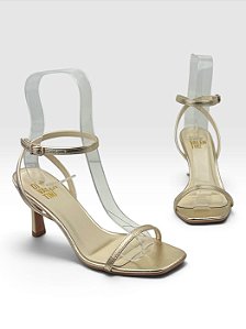 Sandália Di Valentini De Salto Fino Com Tiras Delicadas  Ouro