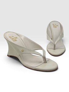 Tamanco Di Valentini Feminino De Salto Anabela Com Tira Delicada  Off White