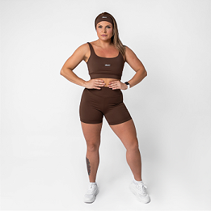 SHORT POWER FLEX LISO MARROM