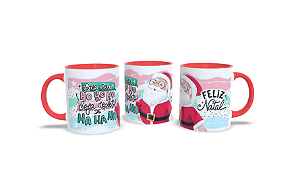 Caneca Natal Interior e Alça Colorida Vermelha