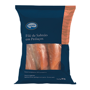 File de Salmão em pedaços congelado 500gr DAMM (PX0142005J) caixa com 10 unidades