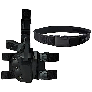 Coldre Rocobop Tático De Perna Cinto N.a Guarnição Militar Cor Preto Lado Destro