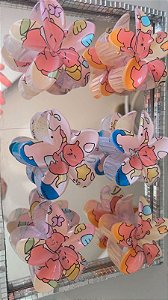 Piranha de Cabelo Flor estampa de Ursinho - 7,5 cm