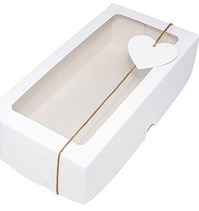 Caixa de Presente com coração e papel de Seda 22 x 10 x 4cm