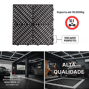 Piso Modular Automotivo Garagem 20 Unidades Preto