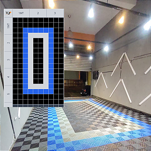 Projeto Piso Modular Automotivo Garagem 5,10m x 3m Preto, Cinza e Cores