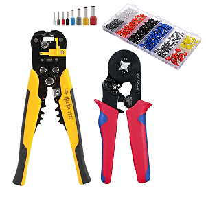 Kit Alicate Crimpar Descascador 1200 Terminais Ilhós Tubular