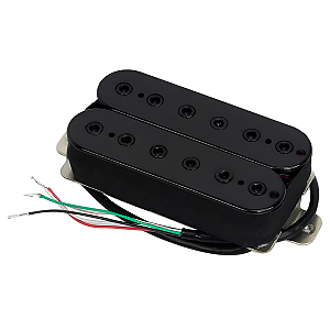 Captador Fleor Humbucker High Gain Hex Pole Preto Ponte