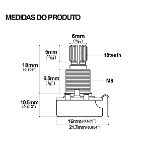 Potenciometro Alpha Base Pequena Eixo Longo B250k