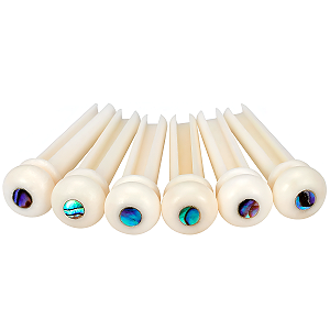 Kit 06 Pinos Thida Plástico Violão Aço Creme Abalone