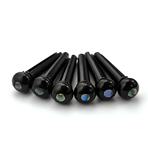 Kit 06 Pinos Thida Plástico Violão Aço Preto Abalone