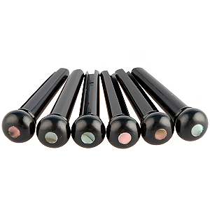 Kit 06 Pinos Thida Plástico Violão Aço Preto Abalone