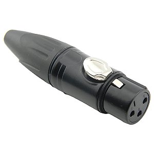 XLR Theodor Preto Linha Fêmea Com Trava 3 Terminais