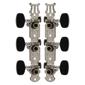 Jogo De Tarraxas RPC Cromada Violão Nylon Botão Preto