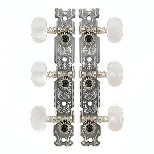 Jogo De Tarraxas RPC Cromada Violão Nylon Botão Branco