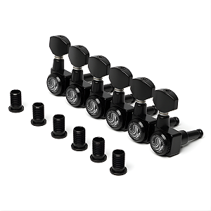 Tarraxas Pretas Com Trava Thida Padrão Fender 2 Pinos Guitarra