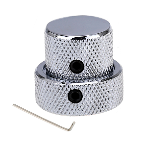 Knob Duplo Cromado para Potenciômetro Concêntrico Jazz Bass Estilo 62s