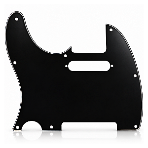 Escudo Preto Para Guitarra Tele Canhota 8 Furos 3 Camadas Preto