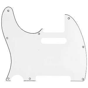Escudo Preto Para Guitarra Tele Canhota 8 Furos 3 Camadas Branco