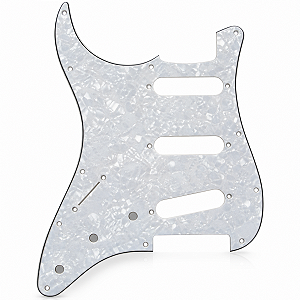 Escudo Branco Perolado Guitarra SSS Canhota 11 Furos 4 Camadas