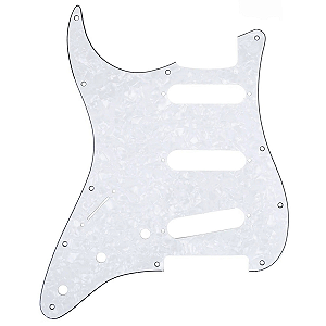 Escudo Branco Perolado Guitarra SSS Canhota 11 Furos 4 Camadas