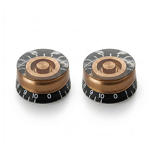 Kit Com 02 Knob Speed Control Para Guitarra Les Paul Preto Com Miolo Dourado
