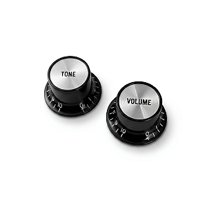 Knob Botão Tone e Volume Top Hat Reflector Para Guitarra Les Paul Sg Preto